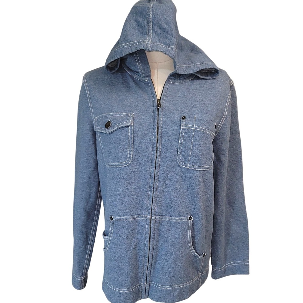 Lauren Ralph Lauren Denim Blue Cotton Full Zip‎ Hoodie Jacket Size S